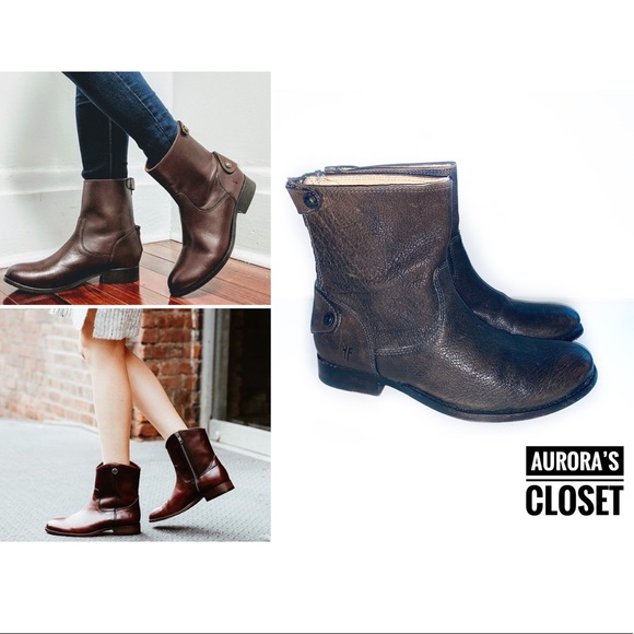 Frye Shoes - Frye 6 Brown Leather Boots Mid Calf Melissa Button